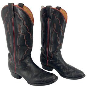 Tony Lama black red leather Cowboy Boots size 10